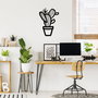 Wallity Cactus - 464 Escultura de Pared de Metal Negra